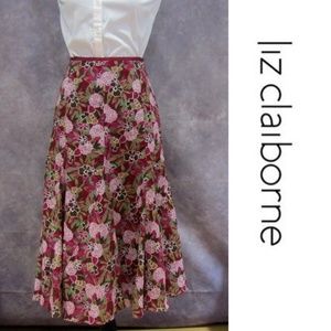 Liz Claiborne Raspberry Pink Floral Skirt Size 4